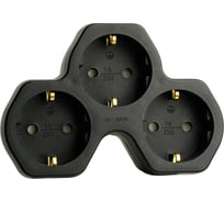 Разветвитель сетевой STEKKER 3-местный, с заземлением, ADP16-13-21, черный, 50108