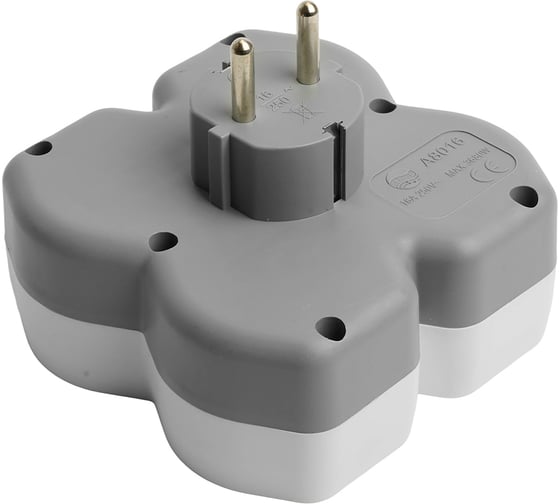 Разветвитель сетевой STEKKER на 3 выхода, с заземлением, 250В, 16А, USB A+Type C, 2,4А, PD, белый/серый ADP16-17-20 50110