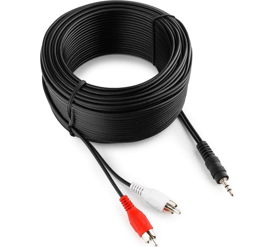 Кабель аудио Cablexpert Jack 3.5(M)/2xRCA, 20м, черный, пакет CCA-458-20M-N