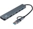 Разветвитель Gembird USB3.0/2.0, USB3.0, 4хUSB2.0, Type-C, с доп.питанием (порт Type-C), кабель Type-C/USB 17см, алюминий, коробка, UHB-C445 1