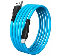 Кабель ОФИСМАГ S21 USB-Type-C, 1 м, 3 А, для зарядки и передачи данных, синий 93393 514169