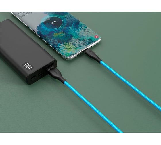 Кабель ОФИСМАГ S21 USB-Type-C, 1 м, 3 А, SMARTBUY, для зарядки и передачи данных, синий 93393 514169