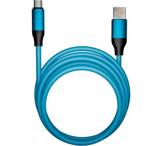 Кабель ОФИСМАГ BOLD USB-Type-C 1м 3А, для быстрой зарядки и передачи данных, толстый, синий 18126 514175