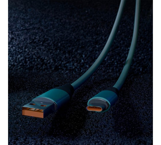 Кабель ОФИСМАГ BOLD USB-Type-C 1м 3А, для быстрой зарядки и передачи данных, толстый, мятный 18119 514176