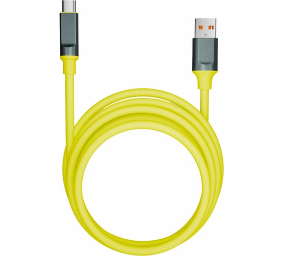 Кабель ОФИСМАГ BOLD USB-Type-C 1м 3А, для быстрой зарядки и передачи данных, толстый, желтый 18133 514177