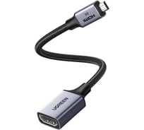 Кабель UGREEN HD182 65593 Micro HDMI to HDMI 8K Cable Male to Female, 0,2м, черный 65593_