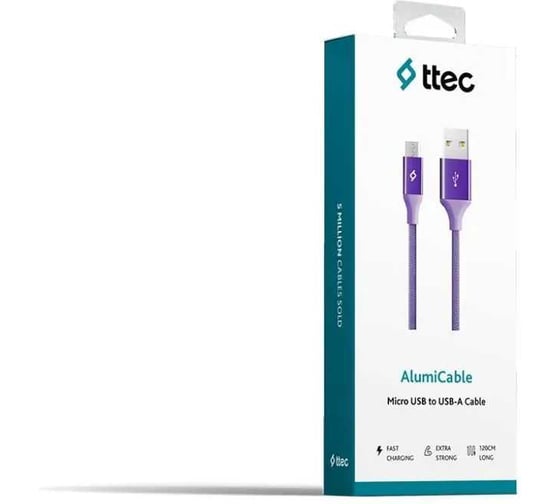 Кабель TTEC AlumiCable Micro USB Charge/Data Cable. Длина: 120см. Цвет: фиолетовый 2DK11MR