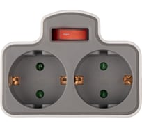 Разветвитель с заземлением Jаzzway 16А AD-2GS-gy серый 3.68кВт защитные шторки с выключателем IP20 5063983