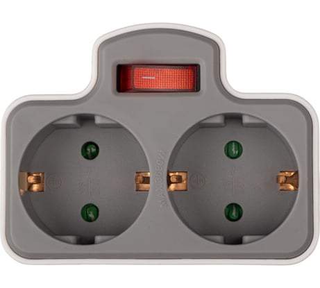 Разветвитель с заземлением Jаzzway 16А AD-2GS-gy серый 3.68кВт защитные шторки с выключателем IP20 5063983