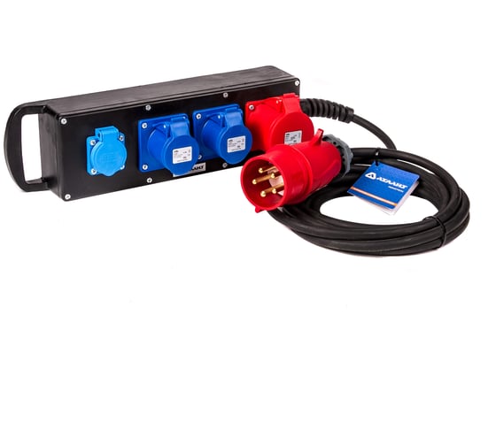 Промышленный удлинитель на колодке Атлант КГ 5x2,5 5м (1x380В 32А CEE 5P/2x220В 16А CEE 3P /1x220В 16А SCHUCO) ТЕН303-159 1