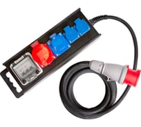 Промышленный удлинитель на колодке с автоматом защиты Атлант КГ 5x4 20м (1x380В 32А CEE 5P/1x220В 16А CEE 3P /2x220В 16А SCHUCO) ТЕН303-167