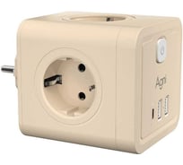 Тройник для розетки AGNI 4 розетки 220 + 2 USB + 1 Type C, цвет слоновой кости TP-WJ3U4E-C-ivory