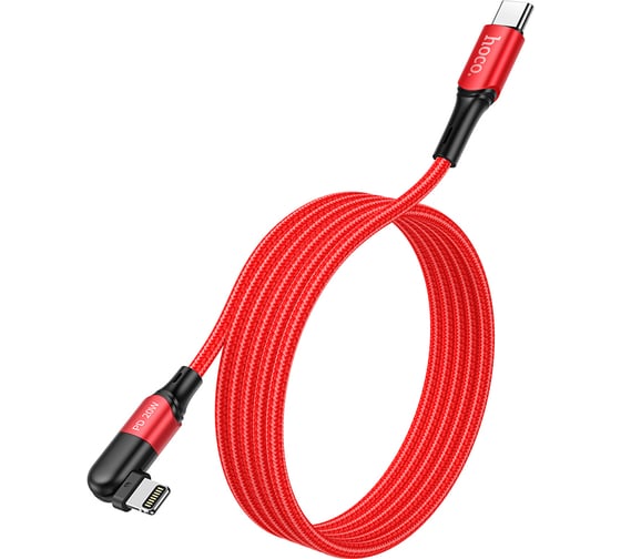 Type-C кабель Hoco U100 Orbit PD для Lightning, 3.0А, длина 1.2м, красный 811440 1