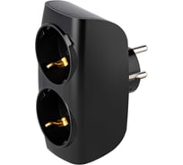 Разветвитель сетевой тройник SMARTBUY 2 гнезда с заземлением 16А 250B, черный SBE-16-A04b-2z