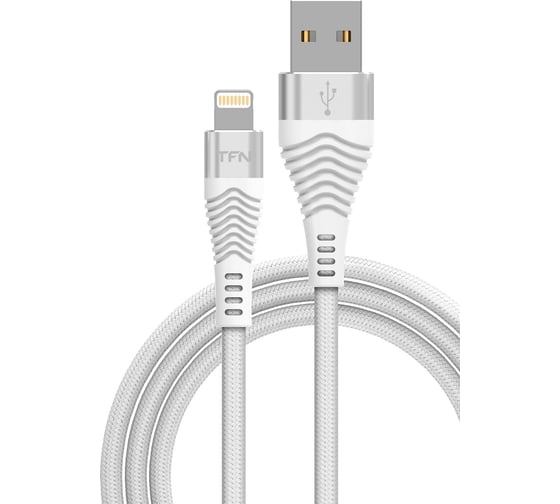 Дата-кабель USB-8pin TFN нейлон 1м, белый TFN-CFZLIGUSB1MWH