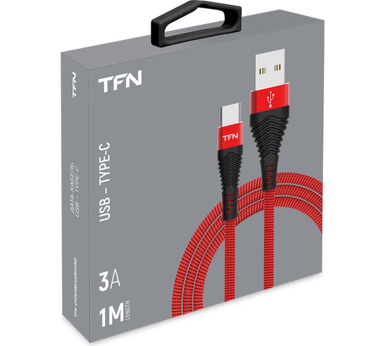 Дата-кабель USB-TypeC TFN нейлон, 1м red-black TFN-CFZUSBCUSB1MRD