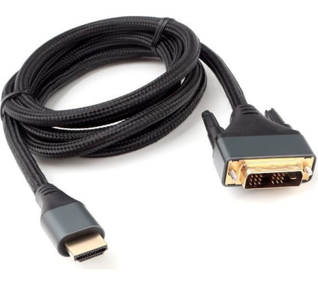 Кабель Cablexpert 4K 19M/19M 1.8м single link медь, нейлоновая оплетка металлические разъемы HDMI-DVI CC-HDMI-DVI-4K-6