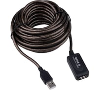 Кабель-удлинитель USB2.0 активный Cablexpert AM/AF, медь двойн.экран, 10м, черн, пакет, UAE-01-10M