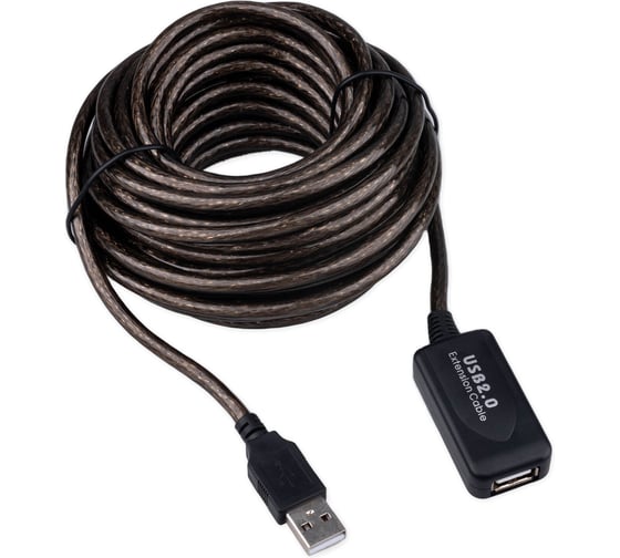 Кабель-удлинитель USB2.0 активный Cablexpert AM/AF, медь двойн.экран, 10м, черн, пакет, UAE-01-10M