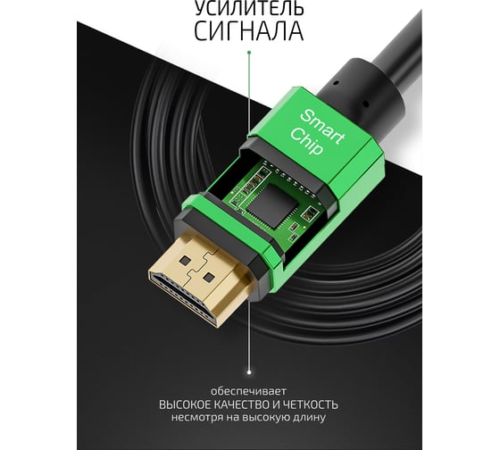 Кабель HDMI 2.0 GCR с активным усилителем 20.0m, 10m+10m, 28/26 AWG, 4K/30Hz, черный, VIV50I750