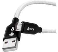 Кабель MicroUSB GCR 1.2m белый нейлон, AL корпус28 AWG, VIV53I629