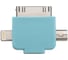 Универсальный адаптер OXION ADP010 Micro-USB(F)-Lightning/30-pin/Mini-USB(M), голубой, арт. OX-ADP010BL 1
