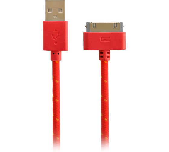 Дата-кабель OXION DCC009 с возможностью зарядки для iPhone 4/4S, USB2.0(M)-30-pin(M), 1м, оплётка кабеля, красный OX-DCC009RD 1