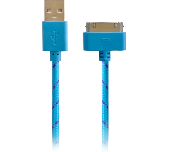 Дата-кабель OXION DCC009 с возможностью зарядки для iPhone 4/4S, USB2.0(M)- 30-pin(M), 1м, оплётка кабеля, синий OX-DCC009BL 1