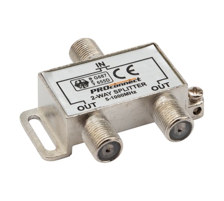 Делитель ТВ PROCONNECT на 2 выхода F разъём 5-1000 МГц 05-6021