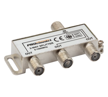 Делитель ТВ PROCONNECT на 3 выхода F разъём 5-1000 МГц 05-6022