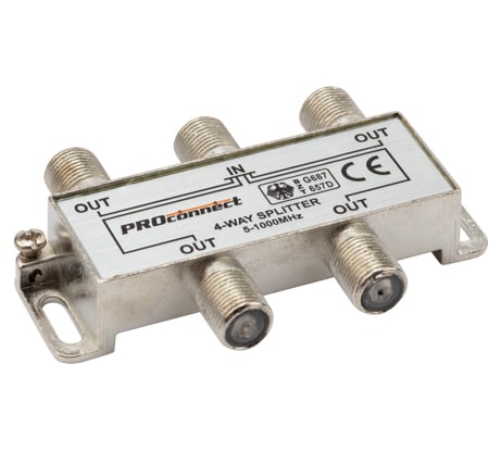 Делитель ТВ PROCONNECT на 4 выхода F разъём 5-1000 МГц 05-6023