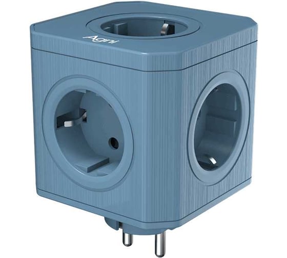 Тройник для розетки AGNI 5 розеток 220, синий TP-VE5E-blue 1