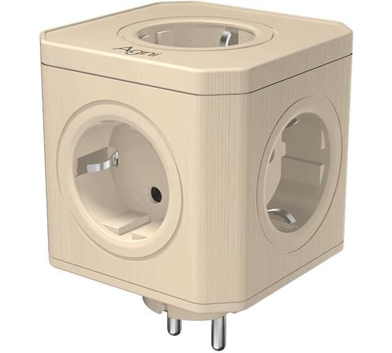 Тройник для розетки AGNI 5 розеток 220, цвет слоновой кости TP-VE5E-ivory 1