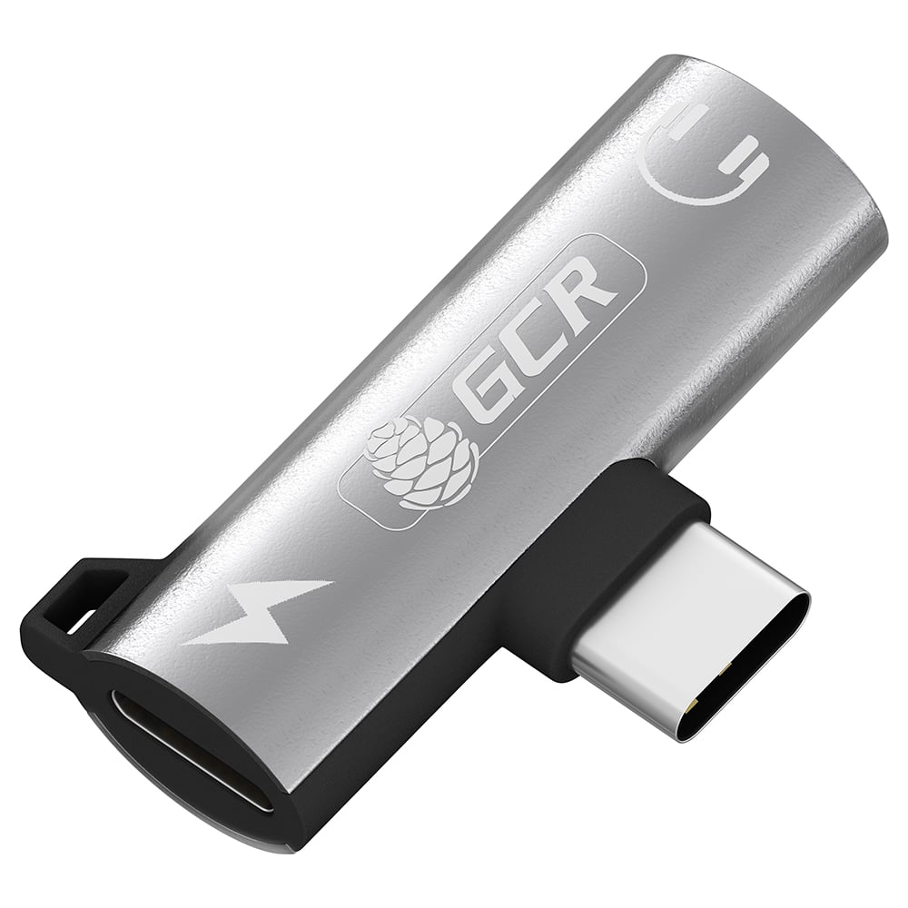Переходник USB Type C>3.5mm mini jack+TypeC GCR с отверстием для шнура ...