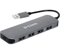 Компактный концентратор d-link DUB-H4/E1A с 4 портами USB 2.0