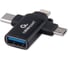 Переходник Cablexpert USB3.1 AF/Type-C(M)+MicroUSB(M)+Lightning(M), с поддержкой OTG, черный, A-USB3.1-AF-3in1 1