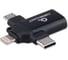 Переходник Cablexpert USB3.1 AF/Type-C(M)+MicroUSB(M)+Lightning(M), с поддержкой OTG, черный, A-USB3.1-AF-3in1 2
