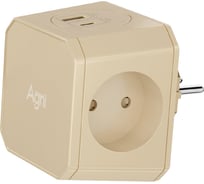 Разветвитель AGNI на 3 розетки, 1 USB 18 Вт + 1 Type-C 20 Вт, слоновая кость TP-WJ2U3E TP-WJ2U3E-ivory