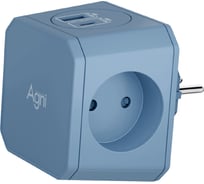 Разветвитель AGNI на 3 розетки, ночник, 1 USB 18 Вт + 1 Type-C 20 Вт, синий TP-WJ2U3E TP-WJ2U3E-blue