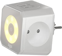 Разветвитель AGNI на 3 розетки, ночник, 1 USB 18 Вт + 1 Type-C 20 Вт, серый TP-WJ2U3E TP-WJ2U3E-L-gray