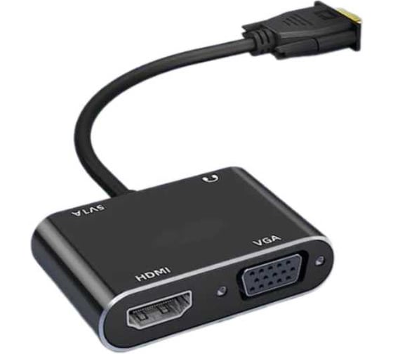 Адаптер PALMEXX ADP035 VGA(m) to HDMI(f)+VGA(f), AUX, 1080p/60Hz, 0.15м, чёрный PX/ADP-035 1