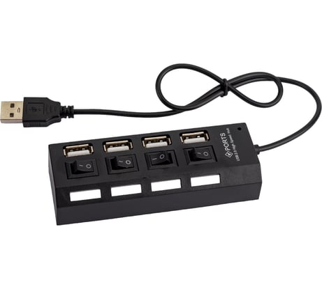 USB хаб Pro Legend 4 порта USB 2.0, с выключателем, 480mbps, черный PL4014