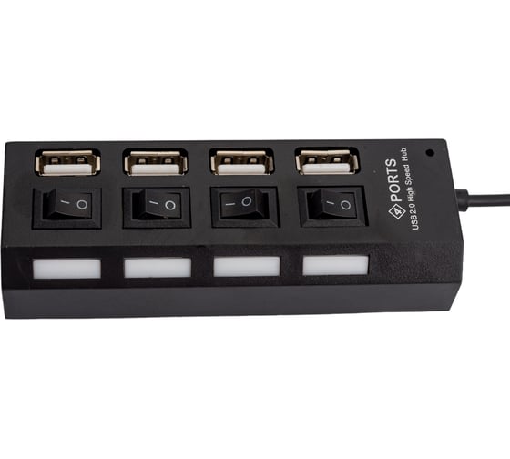 USB хаб Pro Legend 4 порта USB 2.0, с выключателем, 480mbps, черный PL4014