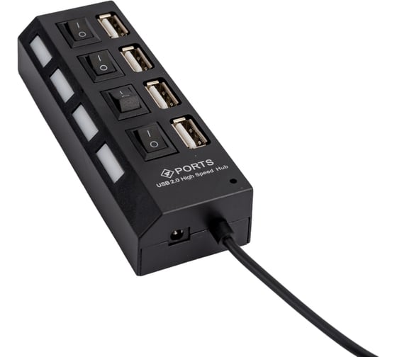 USB хаб Pro Legend 4 порта USB 2.0, с выключателем, 480mbps, черный PL4014