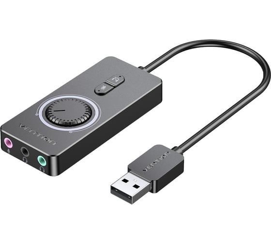 Внешняя звуковая карта VENTION USB c регулятором громкости Черная CDRBB 1