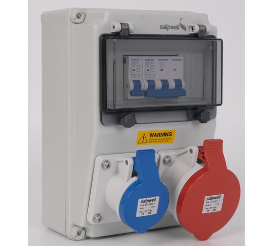 Устройство распределительное переносное IP44 с 2-мя розетками 240х120х120 мм SAIPWELL SP-CZ-CSD1802-001 артикул SPL06-06 1