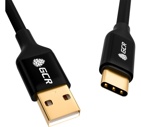 Кабель TypeC GCR 1.5m GOLD быстрая зарядка, черный, AL корпус, 28/22 AWG, VIV52I167 1