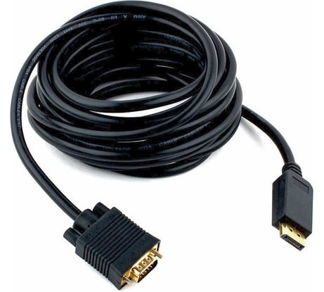 Кабель Cablexpert DisplayPort-VGA 5м, 20M/15M, черный, экран, пакет CCP-DPM-VGAM-5M