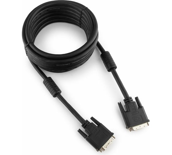 Кабель Cablexpert DVI-D dual link, 25M/25M, экран, феррит.кольца, медь, 4.5м, черный, пакет, CC-DVI2-BK-15