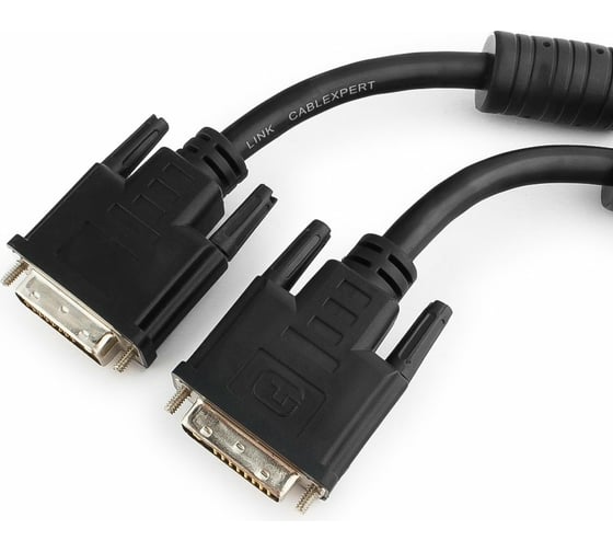 Кабель Cablexpert DVI-D dual link, 25M/25M, экран, феррит.кольца, медь, 4.5м, черный, пакет, CC-DVI2-BK-15